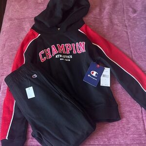 Champion Kids Black and Red Hoodie Set